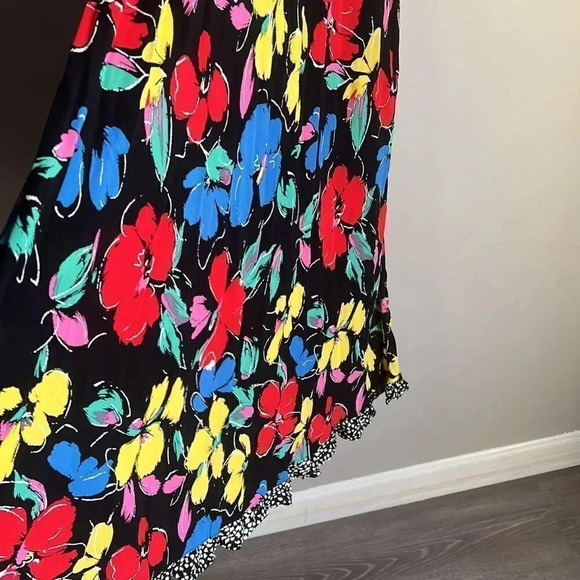 Rixo Target Floral Off Shoulder Puff Sleeve Dress Black Multicolor - Picture 5 of 8